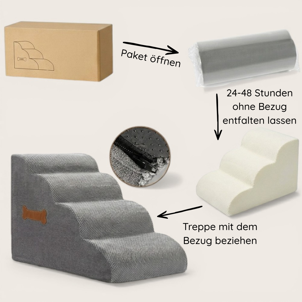 Premium Orthopädische Dackeltreppe – Gelenkschonende Schaumstoff-Stufenrampe