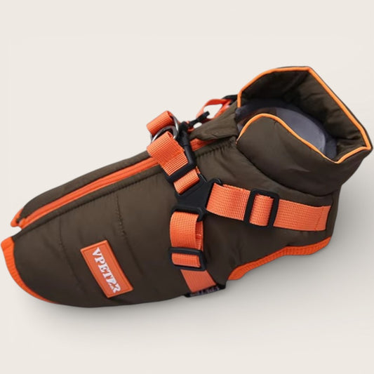 Wärmende All-in-One Hundejacke mit Fleece & sicherer Leinenführung