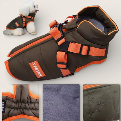 Wärmende All-in-One Hundejacke mit Fleece & sicherer Leinenführung