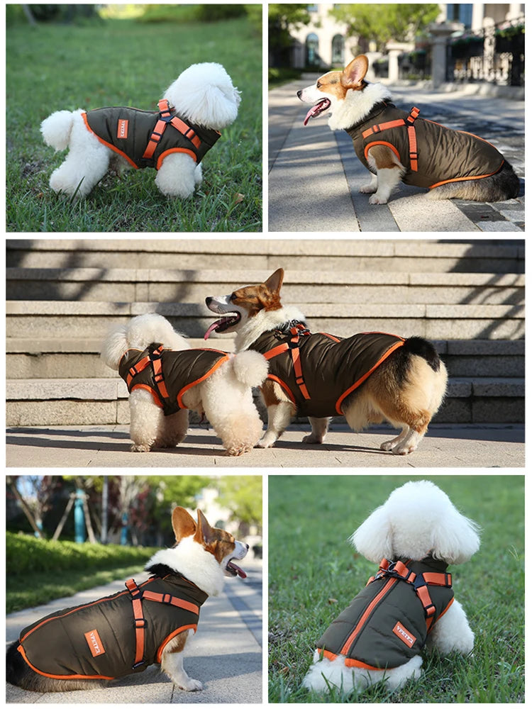 Wärmende All-in-One Hundejacke mit Fleece & sicherer Leinenführung